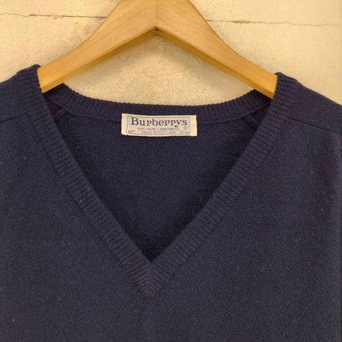 バーバリーズ BURBERRYS MADE IN SCOTLAND ロゴ刺繍Vネックウールニット メンズ 42