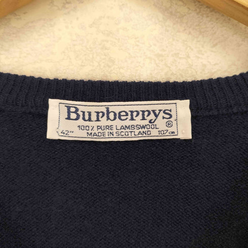 バーバリーズ BURBERRYS MADE IN SCOTLAND ロゴ刺繍Vネックウールニット メンズ 42