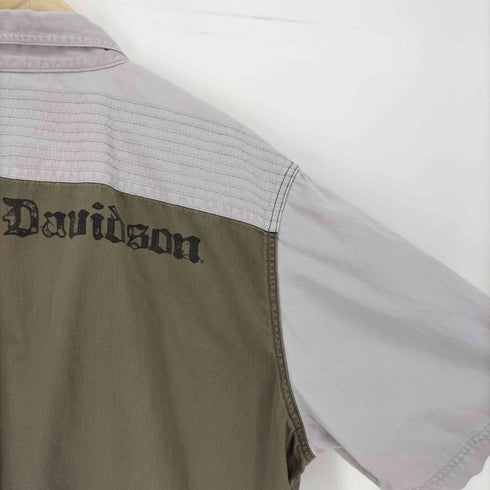 ハーレーダビッドソン HARLEY-DAVIDSON 11SS MILITARY STYLE WOVEN バイカラー S/S ワーク シャツ メンズ import:XL