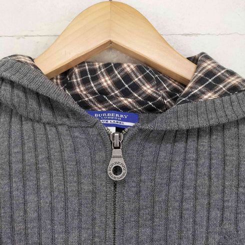 バーバリーブルーレーベル BURBERRY BLUE LABEL ウールリブニットパーカー レディース EUR:38