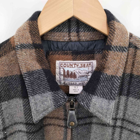 County Seat 90S 裏地キルティング チェック ウール ジップアップ ジャケット メンズ import:L
