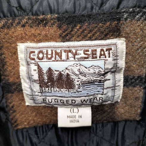 County Seat 90S 裏地キルティング チェック ウール ジップアップ ジャケット メンズ import:L