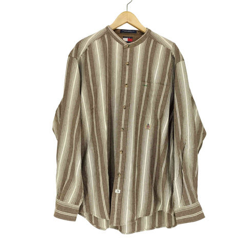トミーヒルフィガー TOMMY HILFIGER 90s ストライプバンドカラーシャツ メンズ JPN:XL