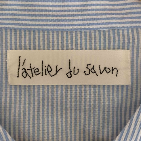l’atelier du savon レース編みデザイン バンドカラーストライプブラウス レディース FREE