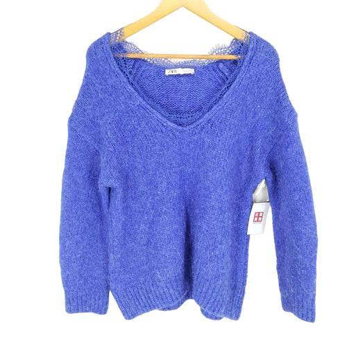 ザラ ZARA レース付きアクリルナイロンニット レディース import:M