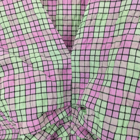 ザラ ZARA CHECK PRINT DRESS パフスリーブ Vネック ロングワンピース ドレス レディース L