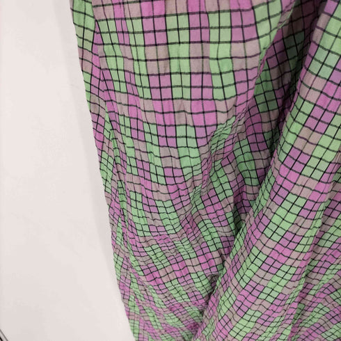 ザラ ZARA CHECK PRINT DRESS パフスリーブ Vネック ロングワンピース ドレス レディース L