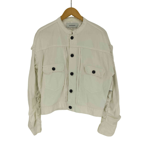 ジーナシス JEANASIS スタンドカラー ギャザー カットオフ デザイン デニム ジャケット Gジャン レディース F
