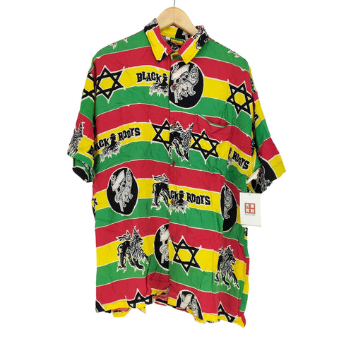 roots rasta reggae ラスタカラー半袖シャツ メンズ JPN:L