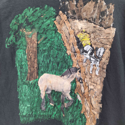 フルーツオブザルーム FRUIT OF THE LOOM 80-90S USA製 馬 ハンドペイント S/S Tシャツ メンズ import:XL