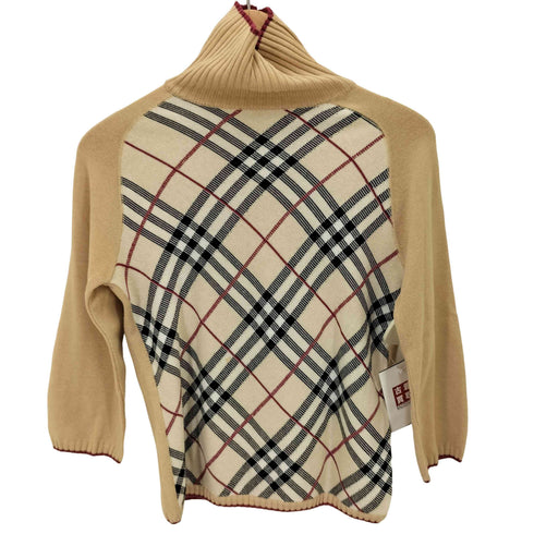 バーバリーブルーレーベル BURBERRY BLUE LABEL ハイネック リブニット チェック ニット カットソー レディース import:M