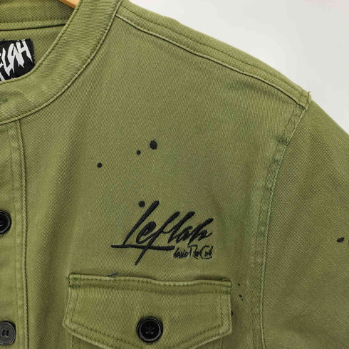 レフラー Leflah ペイント スタンドカラー 半袖 ワークシャツ メンズ JPN:L