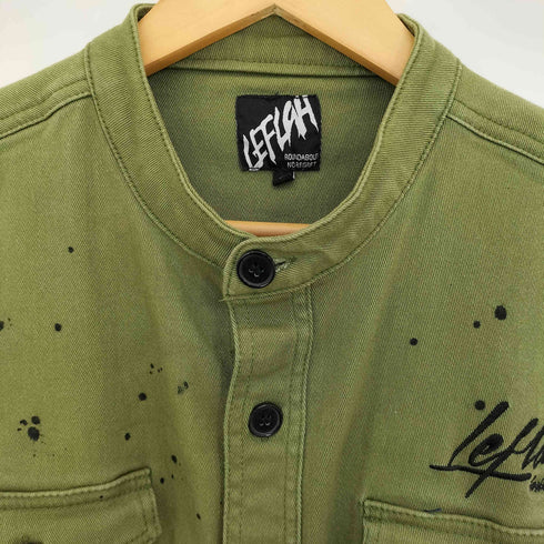 レフラー Leflah ペイント スタンドカラー 半袖 ワークシャツ メンズ JPN:L
