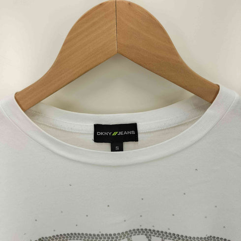 ダナキャランニューヨークジーンズ DKNY JEANS ドット ロゴ シルバー プリント S/S Tシャツ Y2K レディース import:S