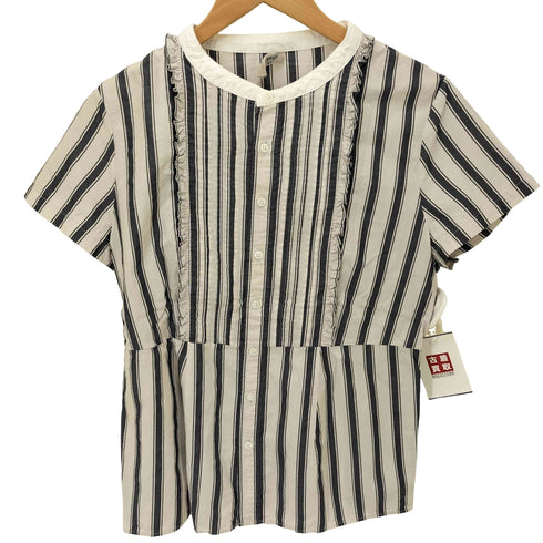 ウミ umii908 フロント ギャザー ストライプ ブラウス レディース JPN:2