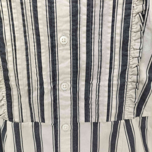 ウミ umii908 フロント ギャザー ストライプ ブラウス レディース JPN:2