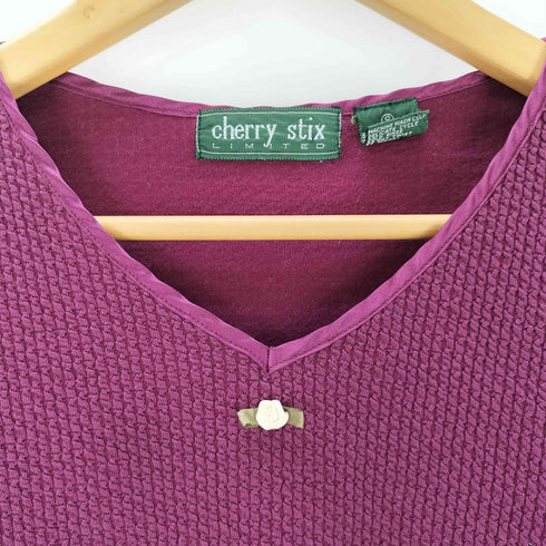 CHERRY STIX 花デザイン Vネック 長袖ニット レディース JPN:S