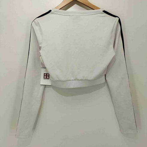 アディダス adidas LONG SLEEVE WHITE クロップド L/S クルーネックTシャツ 短丈 レディース J/M