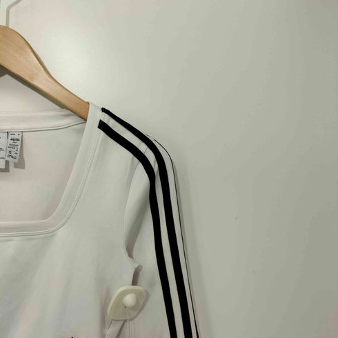 アディダス adidas LONG SLEEVE WHITE クロップド L/S クルーネックTシャツ 短丈 レディース J/M