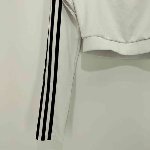 アディダス adidas LONG SLEEVE WHITE クロップド L/S クルーネックTシャツ 短丈 レディース J/M