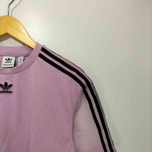 アディダス adidas シアー切り替え ワンポイントトレフォイルロゴ刺繍 S/S クルーネックTシャツ レディース J/M