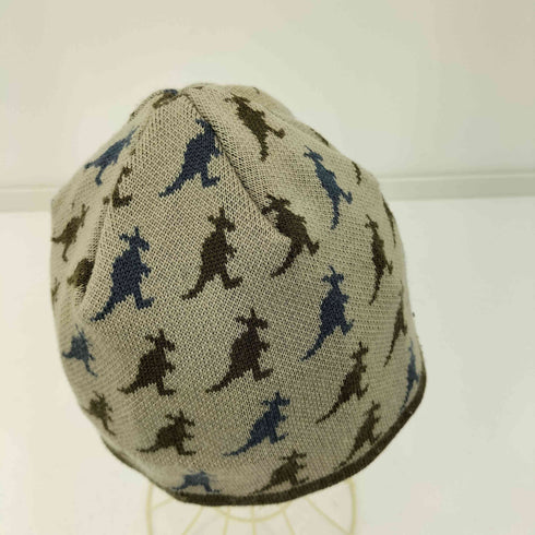 カンゴール KANGOL 90S 総柄キャラクターロゴプリント ウール混 ビーニー ニット帽 メンズ MEDIUM