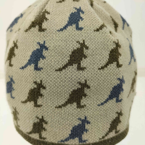 カンゴール KANGOL 90S 総柄キャラクターロゴプリント ウール混 ビーニー ニット帽 メンズ MEDIUM