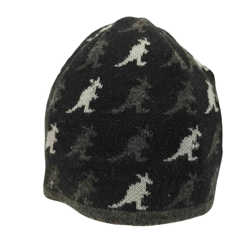 カンゴール KANGOL 90S 総柄キャラクターロゴプリント ウール混 ビーニー ニット帽 メンズ MEDIUM
