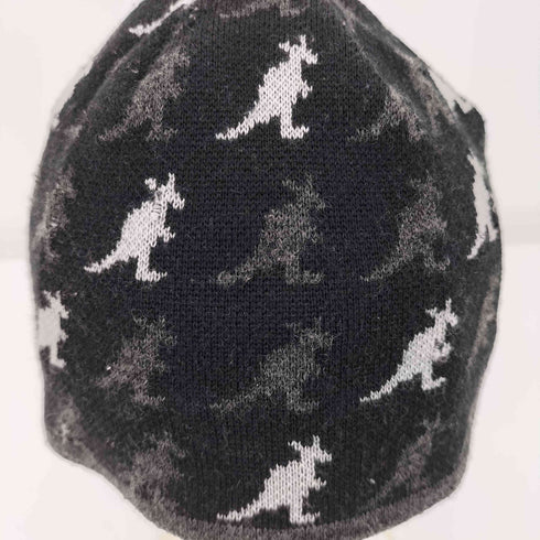 カンゴール KANGOL 90S 総柄キャラクターロゴプリント ウール混 ビーニー ニット帽 メンズ MEDIUM
