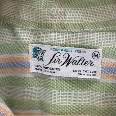 Jin Walter 60~70s USA製 ボックスストライプ オープンカラーシャツ メンズ JPN:M