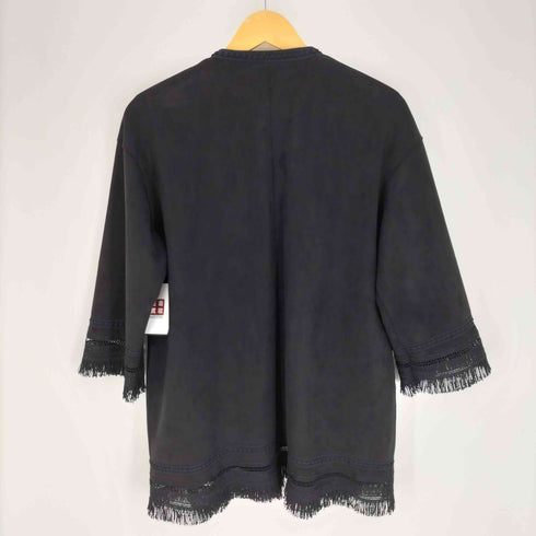 ザラ ZARA コントラスト フェイクスウェード フリンジ ジャケット コート レディース import:S