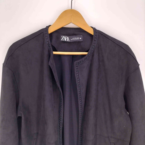 ザラ ZARA コントラスト フェイクスウェード フリンジ ジャケット コート レディース import:S