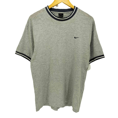 ナイキ NIKE 00s 黒タグ ワンポイントスウッシュ刺繍 S/S リンガーTシャツ メンズ L