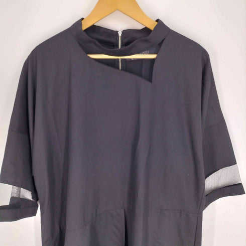 コハク KOHAKU 23SS メッシュ 切替 アシメ ワンピース レディース F