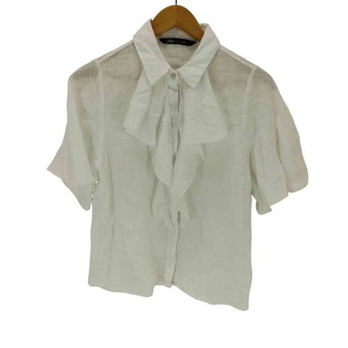 ザラ ZARA リネンフリルシャツ レディース import:S