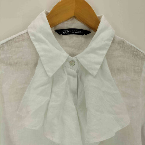 ザラ ZARA リネンフリルシャツ レディース import:S