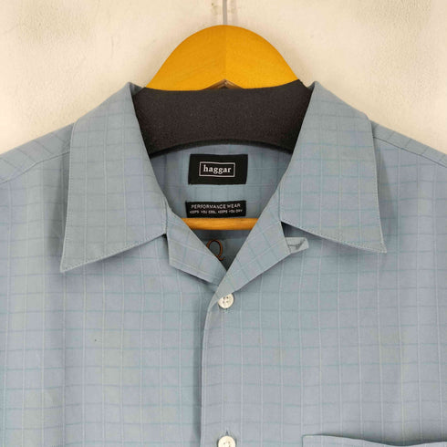 ハガー HAGGER S/S レーヨン混 チェック 開襟シャツ メンズ JPN:S