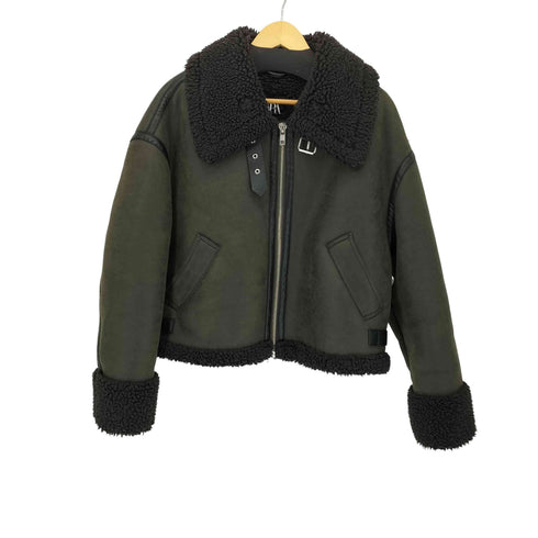 ザラ ZARA フェイクレザームートンジャケット レディース import:M