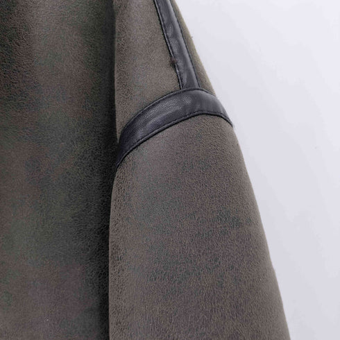 ザラ ZARA フェイクレザームートンジャケット レディース import:M
