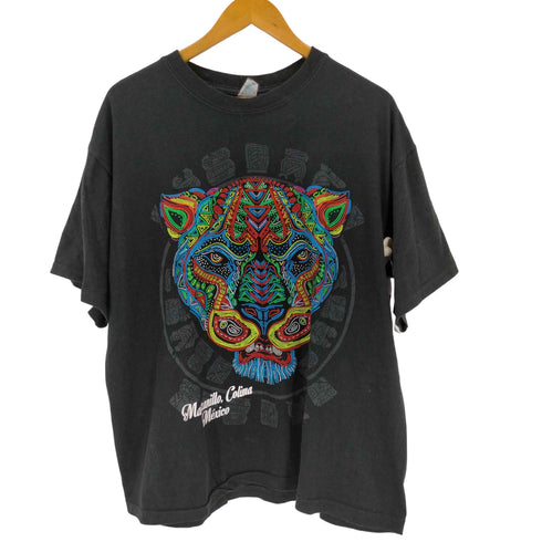 Beach Manzanillo Colima メキシカンプリントS/S Tシャツ 虎 ウィチョールビーズ メンズ JPN:XL