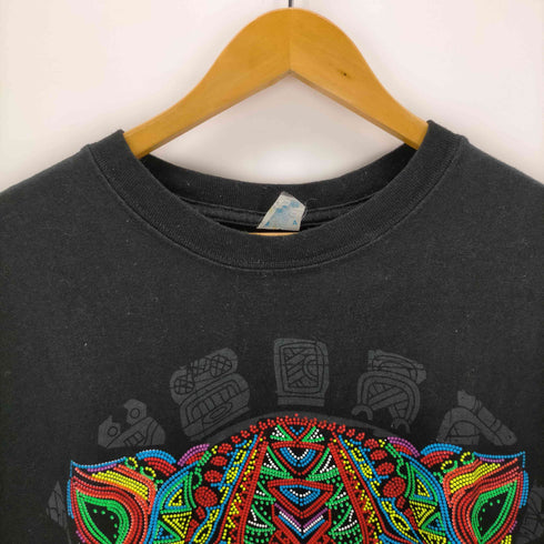 Beach Manzanillo Colima メキシカンプリントS/S Tシャツ 虎 ウィチョールビーズ メンズ JPN:XL