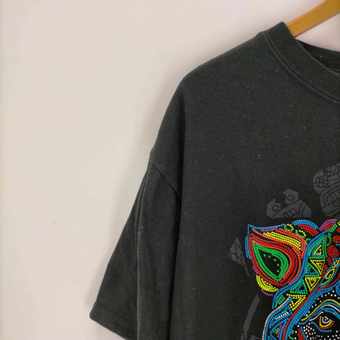 Beach Manzanillo Colima メキシカンプリントS/S Tシャツ 虎 ウィチョールビーズ メンズ JPN:XL