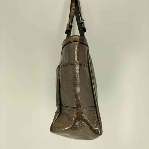 コーチ COACH Metallic Silver Leather Tote Shoulder Bag メタリック シルバー レザー トート ショルダー バッグ レディース