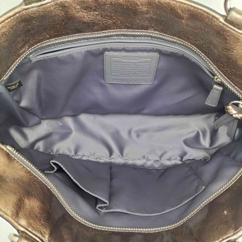 コーチ COACH Metallic Silver Leather Tote Shoulder Bag メタリック シルバー レザー トート ショルダー バッグ レディース