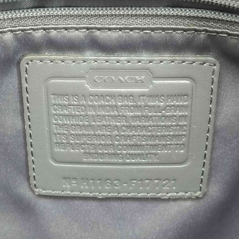 コーチ COACH Metallic Silver Leather Tote Shoulder Bag メタリック シルバー レザー トート ショルダー バッグ レディース
