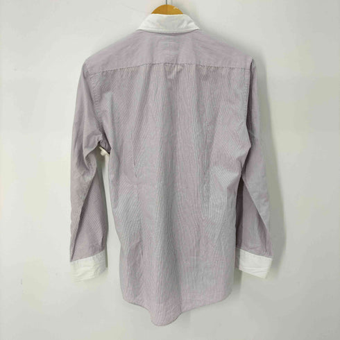 バーバリーブラックレーベル BURBERRY BLACK LABEL L/S フロントロゴ刺繍ストライプクレリックシャツ メンズ 39