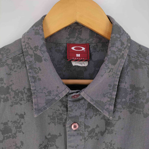 オークリー OAKLEY 90s 赤タグ メタルロゴ スカル ドクロ シャツ メンズ import:M