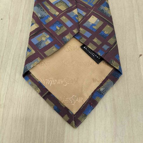 イヴサンローラン Yves Saint Laurent 幾何学模様シルクネクタイ メンズ