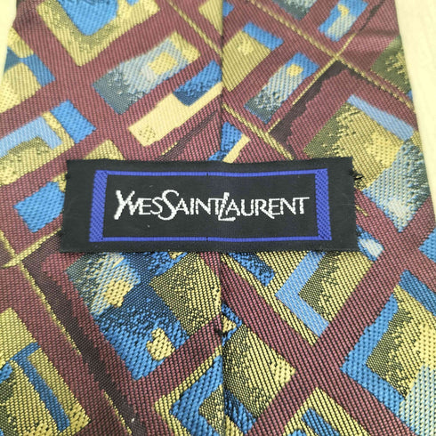 イヴサンローラン Yves Saint Laurent 幾何学模様シルクネクタイ メンズ