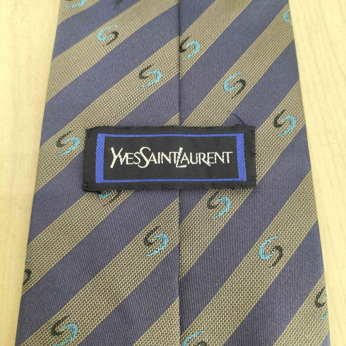 イヴサンローラン Yves Saint Laurent ストライプ柄シルクネクタイ メンズ
